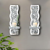 Bulk 2 Pcs Crystal Crush Diamond Candle Sconce Stunning Silver Mirrored Wall Light for Home Décor Wholesale