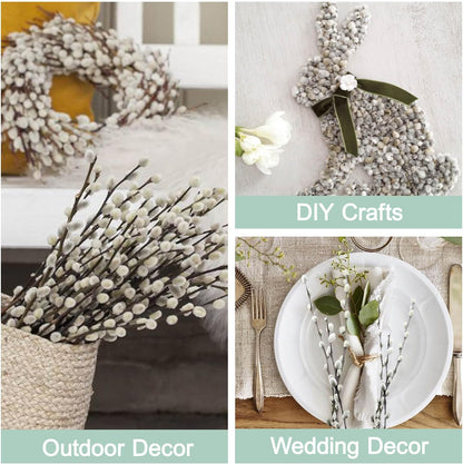 Bulk 45 Pcs 17 Inch Dried Willow Branches with White Flowers Natural Decor for Weddings Events Parties Hotels Fireplaces Yards Wholesale