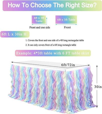 Bulk Rainbow Tulle Table Skirt Curly Willow Tutu Table Skirt for Birthday Party Wedding Baby Shower Tables Decor Wholesale