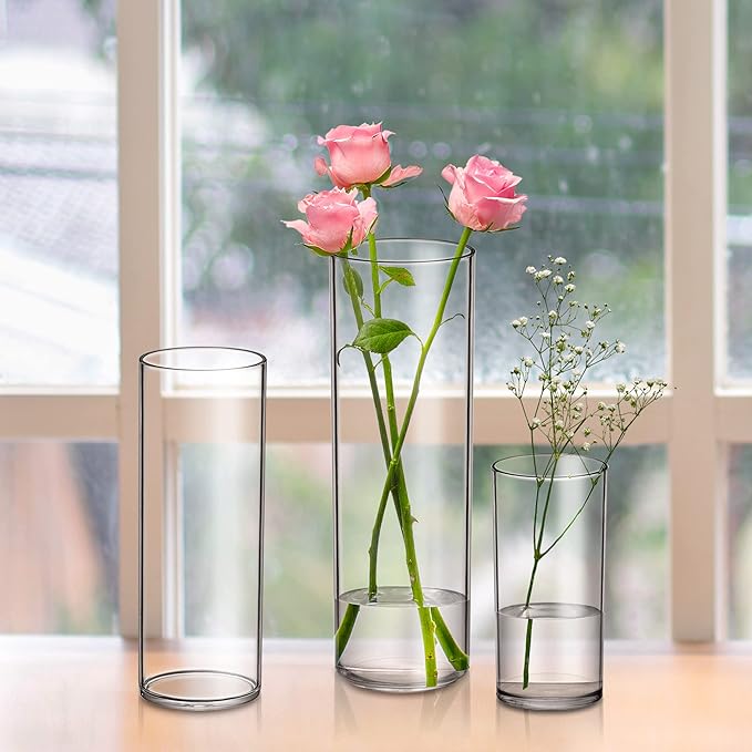 Bulk 2 Pcs Clear Cylinder Acrylic Vases Cylinder Floating Candle Holders For Centerpieces Wedding Home Decoration Wholesale