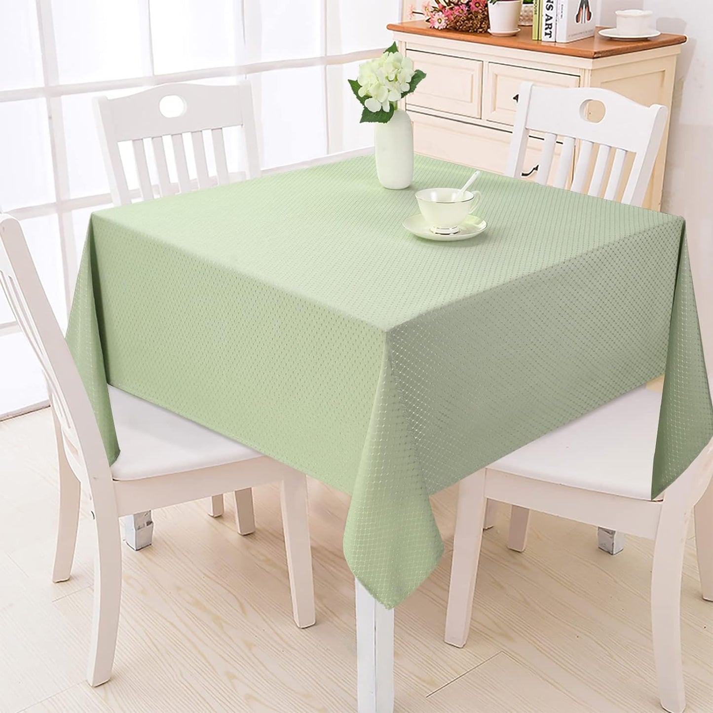Bulk Solid Plaid Jacquard Spring Tablecloth Wrinkle and Water Resistant, Contemporary Woven Decorative Table Cover for Holiday Events Wholesale