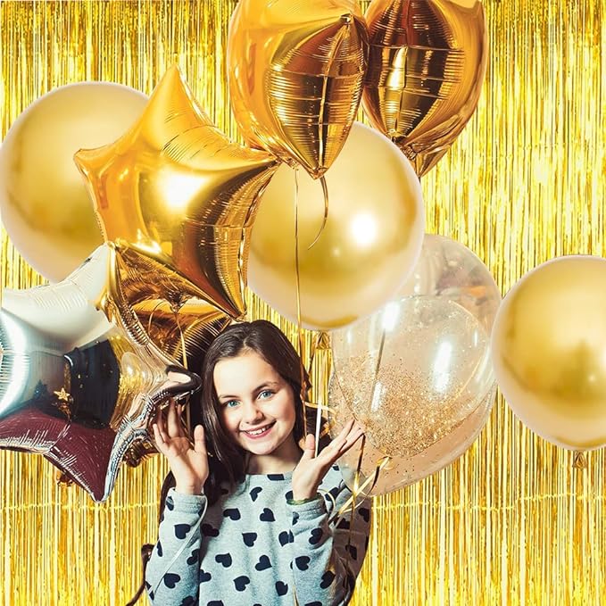 Bulk 2 Pcs Metallic Foil Fringe Backdrop Curtains Door Streamers for Wedding New Year Bachelorette Disco Party Decoration Wholesale