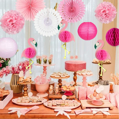 Bulk Hawaiian Luau Party Supplies Pink Flamingo Decor Pom Poms Flowers Fans Lanterns Wholesale