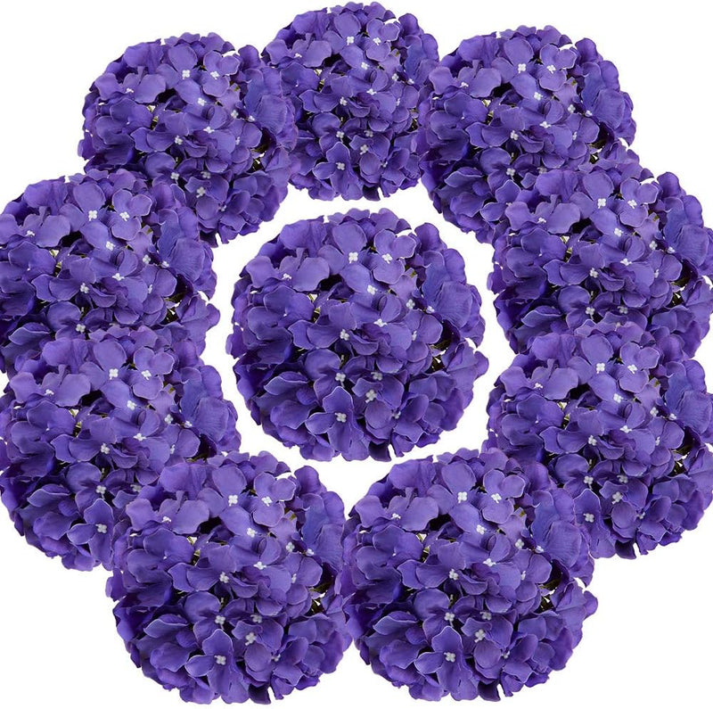 10 Pcs Silk Hydrangea Heads Artificial Flowers Blueberry Blue 4 Inch Realistic for Wedding Home Decor