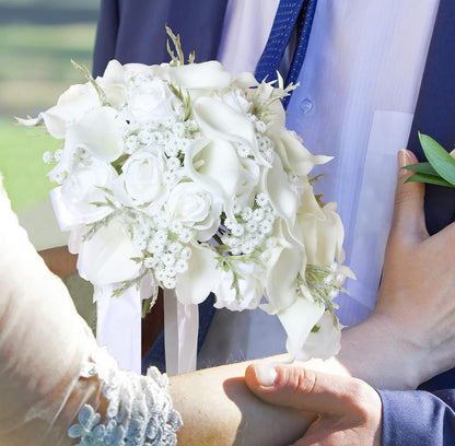 Bulk 2 Pcs Calla Lily Bridal Bouquet Silk Reinforced Stems Shatterproof Petals for Cathedral Weddings Centerpieces Anniversary Wholesale