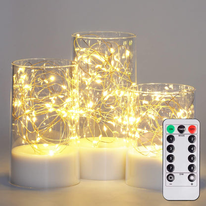 Bulk 3 Pcs LED Flickering Flameless Candle Light String Ideal Centerpiece Decor for Kitchen Coffee Tables Restaurants and Living Rooms Wholesale