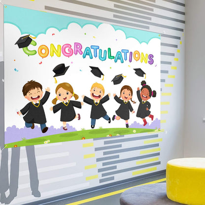 Bulk 6x4 ft Large White Congratulations Backdrop Banner Kindergarten Graduation Party Decorations Background Wholesale
