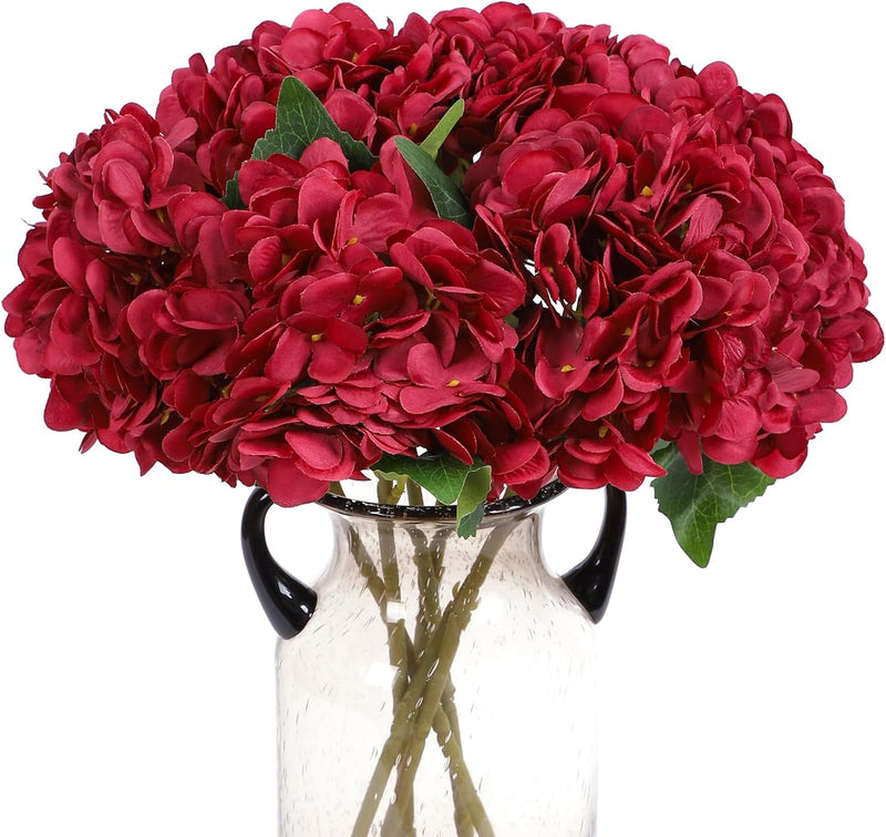 6 Pcs Artificial Silk Autumn Hydrangea Flowers, 12.6" Stems, 5.9" Heads, Realistic Fall Decor for Wedding & Farmhouse