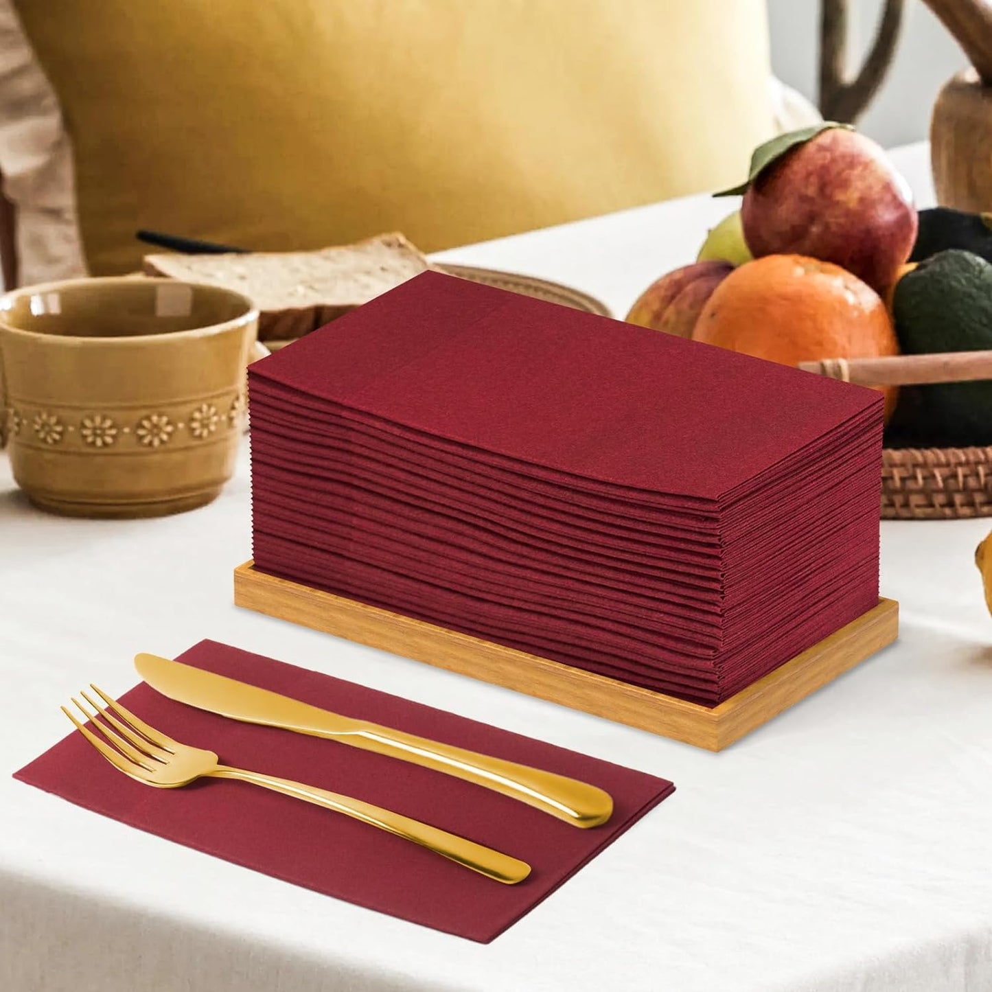 Bulk 100 Pcs 16.5" x 16.5" Premium Dinner Napkins with Flatware Pocket Soft Absorbent Cloth for Kitchen Parties Weddings Events Wholesale