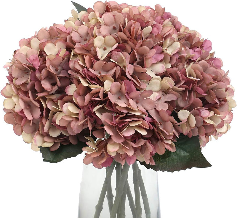 6 Pcs Artificial Silk Autumn Hydrangea Flowers, 12.6" Stems, 5.9" Heads, Realistic Fall Decor for Wedding & Farmhouse