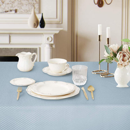 Bulk Solid Plaid Jacquard Spring Tablecloth Wrinkle and Water Resistant, Contemporary Woven Decorative Table Cover for Holiday Events Wholesale
