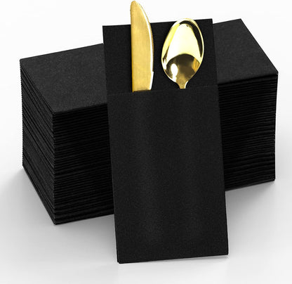 Bulk 100 Pcs 16.5" x 16.5" Premium Dinner Napkins with Flatware Pocket Soft Absorbent Cloth for Kitchen Parties Weddings Events Wholesale