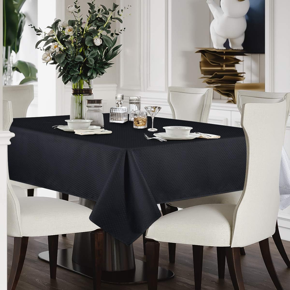 Bulk Solid Plaid Jacquard Spring Tablecloth Wrinkle and Water Resistant, Contemporary Woven Decorative Table Cover for Holiday Events Wholesale