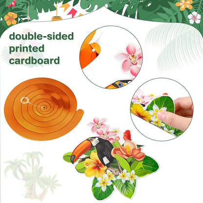 Bulk Hawaiian Birthday Party Backdrop Streamers Hanging Rotating Decorations Tropical Flowers Palm Trees Flamingos Unique Theme Decor Wholesale