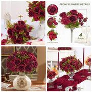 Artificial Silk Peonies 10 Pcs Vibrant Pink 12 Inch Realistic Flowers for Wedding Centerpieces and Home Decor