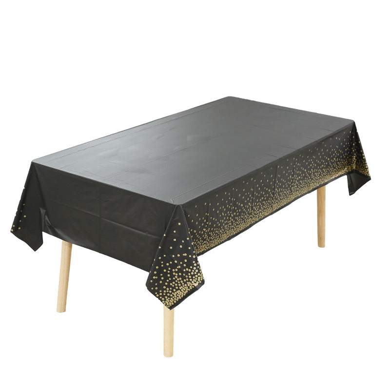 Bulk 4 Pack White and Gold Disposable Tablecloths 54x108 Inches Plastic Party Tablecloths for Engagement and Baptism Decorations Wholesale