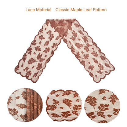 72x13 Inches Fall Leaf Table Runner - Thanksgiving Brown Decor for Autumn Dinners & Fireplace Mantels