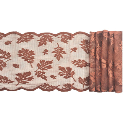 72x13 Inches Fall Leaf Table Runner - Thanksgiving Brown Decor for Autumn Dinners & Fireplace Mantels