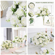 Artificial Silk Peonies 10 Pcs Vibrant Pink 12 Inch Realistic Flowers for Wedding Centerpieces and Home Decor