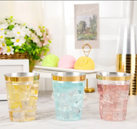 Bulk 25 Pcs Clear Gold Rim Plastic Wine Glasses Banquet Party Wholesale