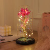 Bulk Eternal Artificial Rose with LED Light Glass Cover Perfect Birthday Valentine's Day and Thanksgiving Gifts for Women & Moms Wholesale