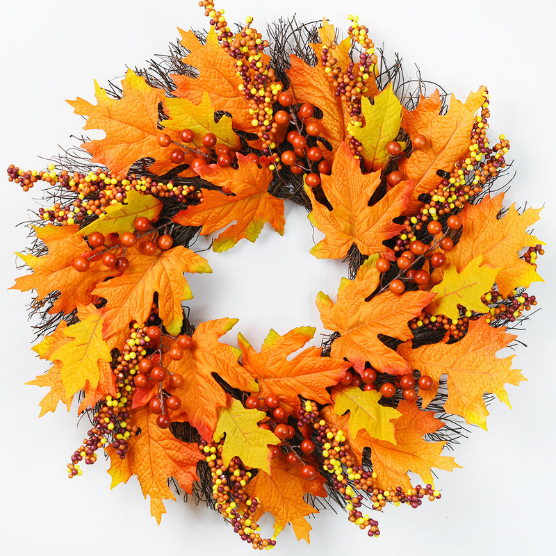 20 Inch Harvest Maple Berry Vine Wreath 1 Pc Artificial Fall Autumn Decor