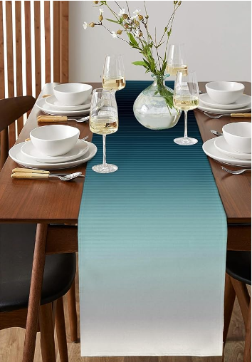 Ombre Cotton Linen Table Runners 12x108 Inch Bulk Pack for Restaurant Party Wedding Holiday Decorations