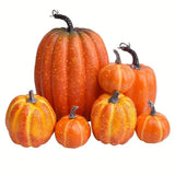 Bulk 7pcs Artificial Yellow and White Pumpkin Decoration Sets for Halloween and Thanksgiving Home Decor Wholesale