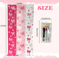 79x39 Inches Bow Tie PET Tinsel Curtain - Party Christmas Wedding Backdrop Doorway Decor
