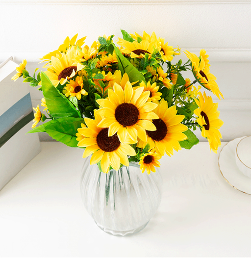 Artificial Sunflower Stems 12 Inch 10 Pcs Bulk Silk Sunflowers for Fall Indoor Outdoor Decoration