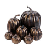 7 Pcs Assorted Artificial Silk Gold, Black, White Pumpkins for Fall Halloween Thanksgiving Tabletop Centerpiece