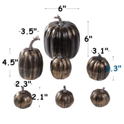 7 Pcs Assorted Artificial Silk Gold, Black, White Pumpkins for Fall Halloween Thanksgiving Tabletop Centerpiece