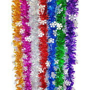 7 Pcs Artificial Christmas Tinsel Garland with Snowflakes, Holiday Decoration