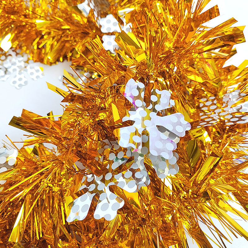 7 Pcs Artificial Christmas Tinsel Garland with Snowflakes, Holiday Decoration