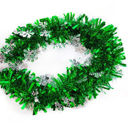 7 Pcs Artificial Christmas Tinsel Garland with Snowflakes, Holiday Decoration