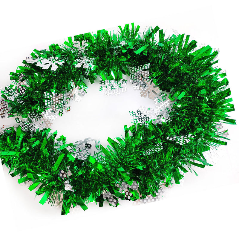 7 Pcs Artificial Christmas Tinsel Garland with Snowflakes, Holiday Decoration