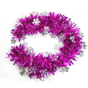 7 Pcs Artificial Christmas Tinsel Garland with Snowflakes, Holiday Decoration