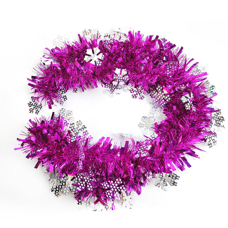 7 Pcs Artificial Christmas Tinsel Garland with Snowflakes, Holiday Decoration