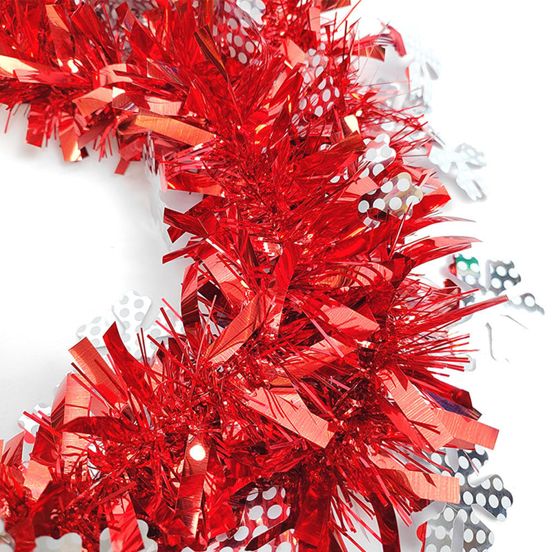 7 Pcs Artificial Christmas Tinsel Garland with Snowflakes, Holiday Decoration