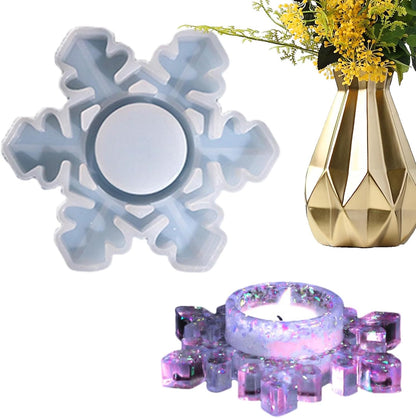 Bulk Snowflake Candle Holder Silicone Mold Resin Snowflake Candle Stand Mold for Home Decor and Craft Projects Wholesale