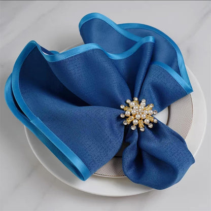 Bulk 12 Pcs Gold Napkin Rings Flower Pearl Rhinestone Napkin Holders for Wedding Party Home and Dining Table Decor Wholesale