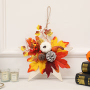 Mini Artificial Pumpkin Maple Leaf Pentagram Wreath, Fall Thanksgiving Decor, Bulk Wholesale