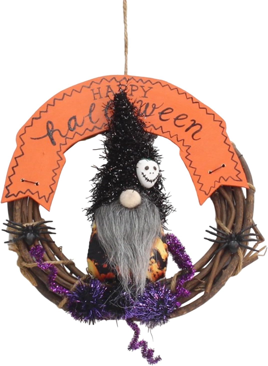 Bulk Spooky Halloween Wreath Faceless Doll and Realistic Spider Decoration for Door and Wall Hangings Wholesale