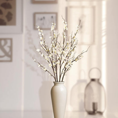 Wedding Floral Backdrop White Artificial Cherry Blossom Stems - 4 Pack 37" Long Branches for Venue Styling