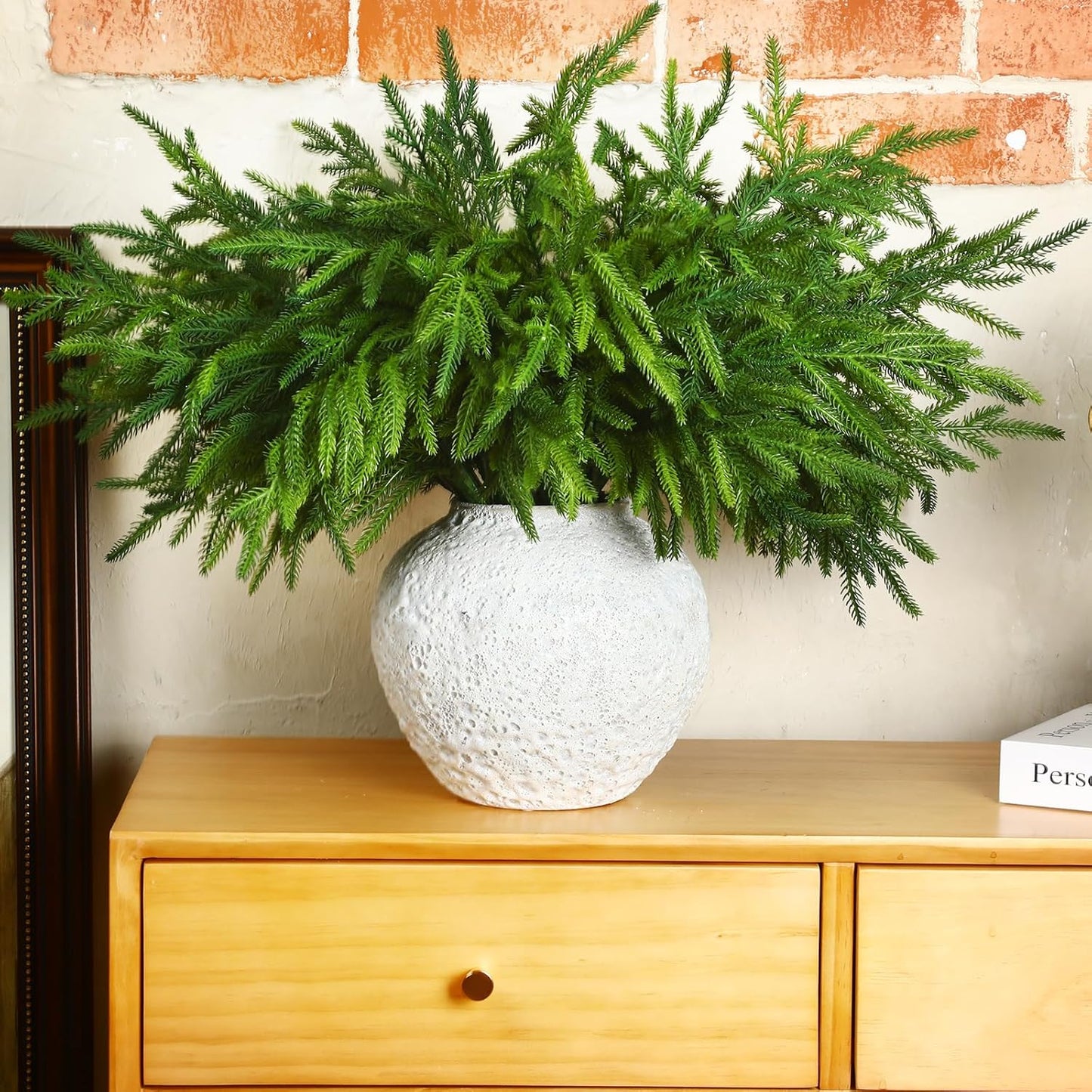 Bulk 12 Pcs Artificial Norfolk Pine Branches Christmas Branches DIY Crafts for Home Festive Table Centerpieces and Wreaths Decor Wholesale