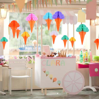 Bulk 10 Pcs Ice Cream Honeycomb Ball Backdrop Streamers Perfect for Birthday Parties Holiday Celebrations Hawaiian Weddings and Summer Decor Wholesale