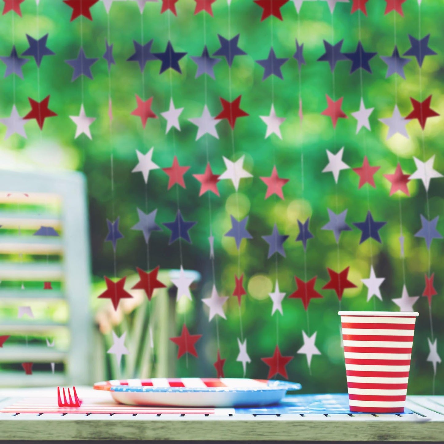Bulk Patriotic Star Banner Garland for Labor Day Red White and Blue Decorations for 4th of July BBQ Memorial Day Veterans Day and Independence Day Parties Wholesale