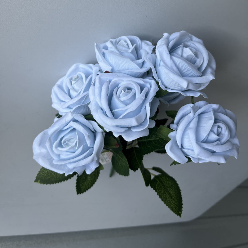 50 Pcs 11 Inch 7-Head Faux Velvet Rose Bush Stems Artificial Flowers