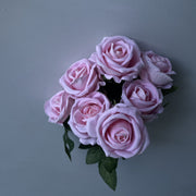 50 Pcs 11 Inch 7-Head Faux Velvet Rose Bush Stems Artificial Flowers