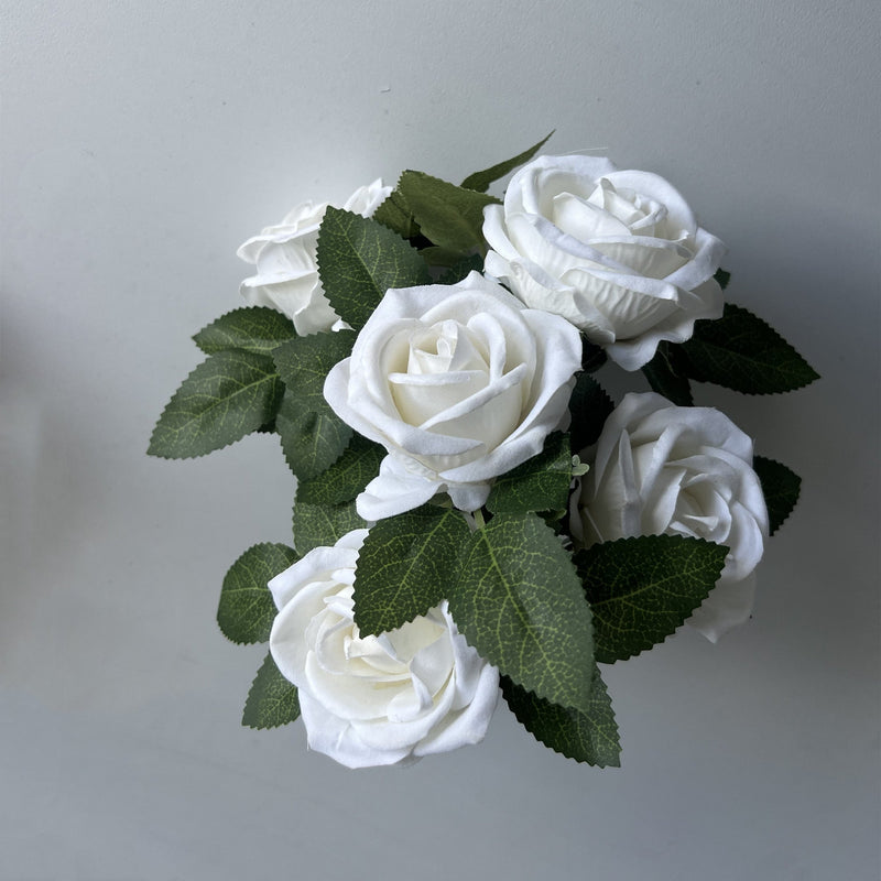 50 Pcs 11 Inch 7-Head Faux Velvet Rose Bush Stems Artificial Flowers